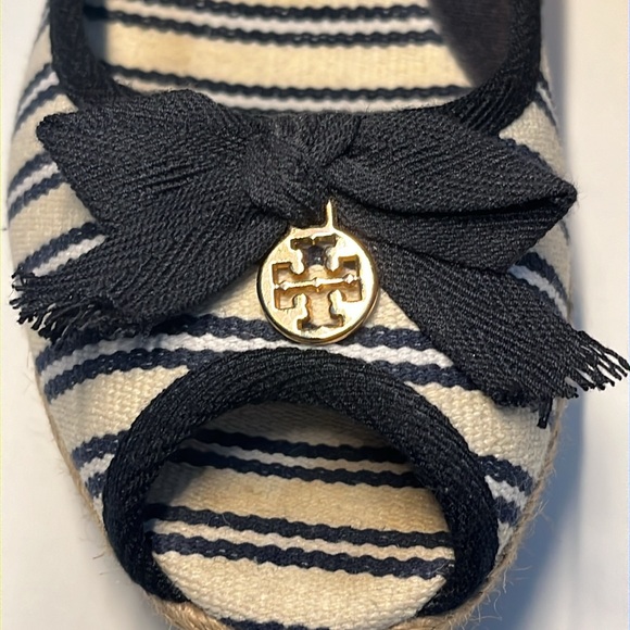 Tory Burch Jackie Striped Peep-Toe Wedge  Women’s Size US 11 B - Picture 4 of 15